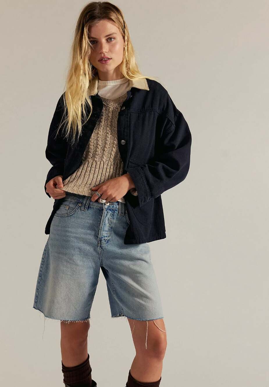 Free People We The Free Montana Shorts in Cowgirl Blues Raw Hem Size 29
